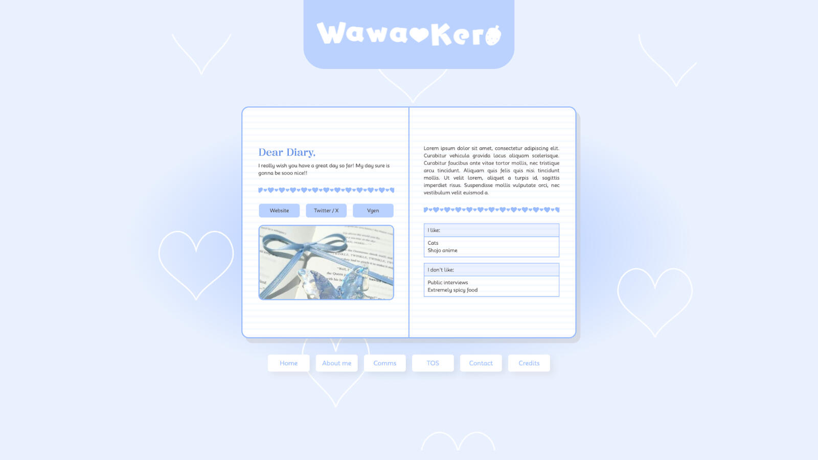 Blue diary Info and commission website